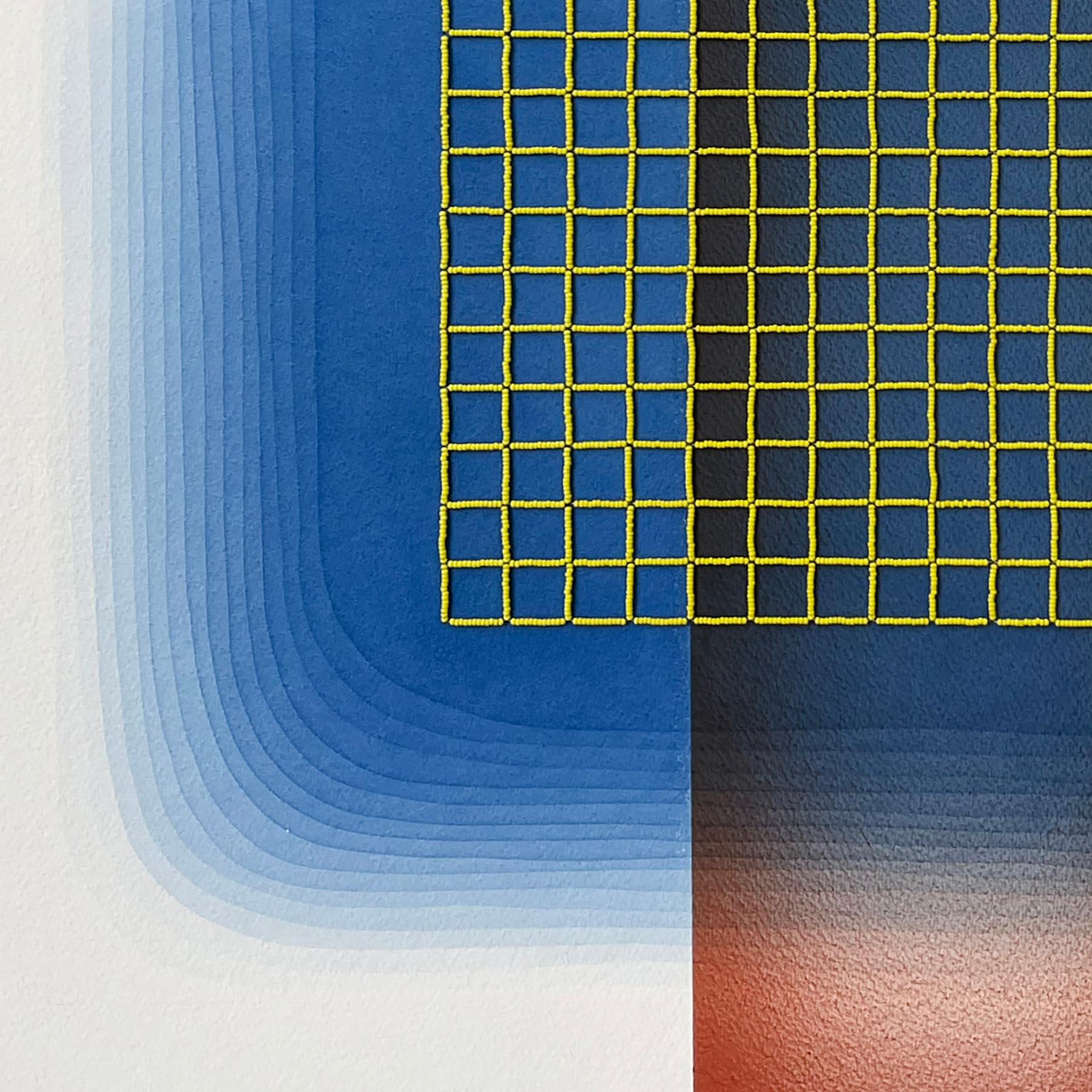 Interazione cromatica IV (5)' - teoria del colore, perle di vetro, colori brillanti, saturi, griglia - Art Contemporaneo di Gretchen Wagner