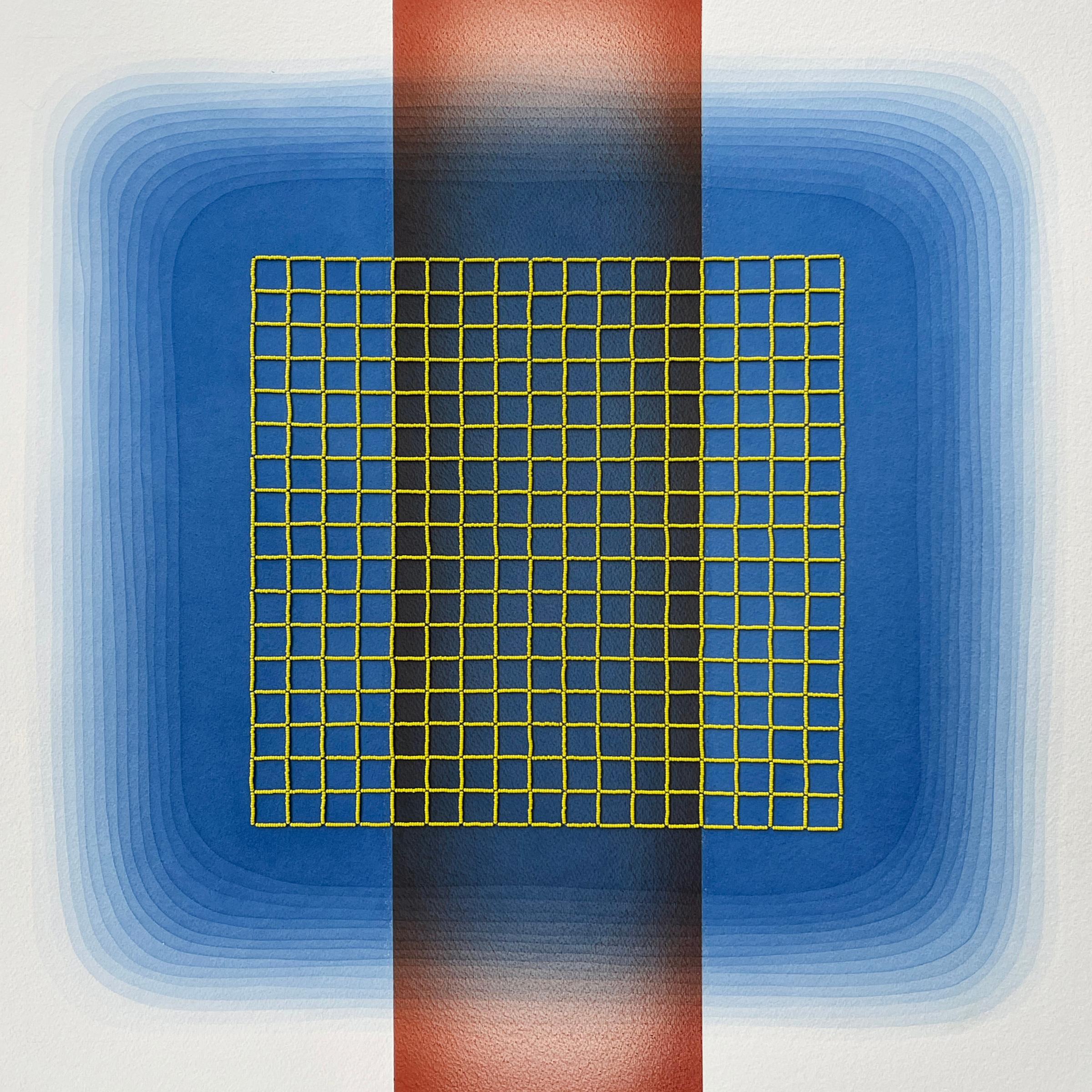 Interazione cromatica IV (5)' - teoria del colore, perle di vetro, colori brillanti, saturi, griglia - Art di Gretchen Wagner