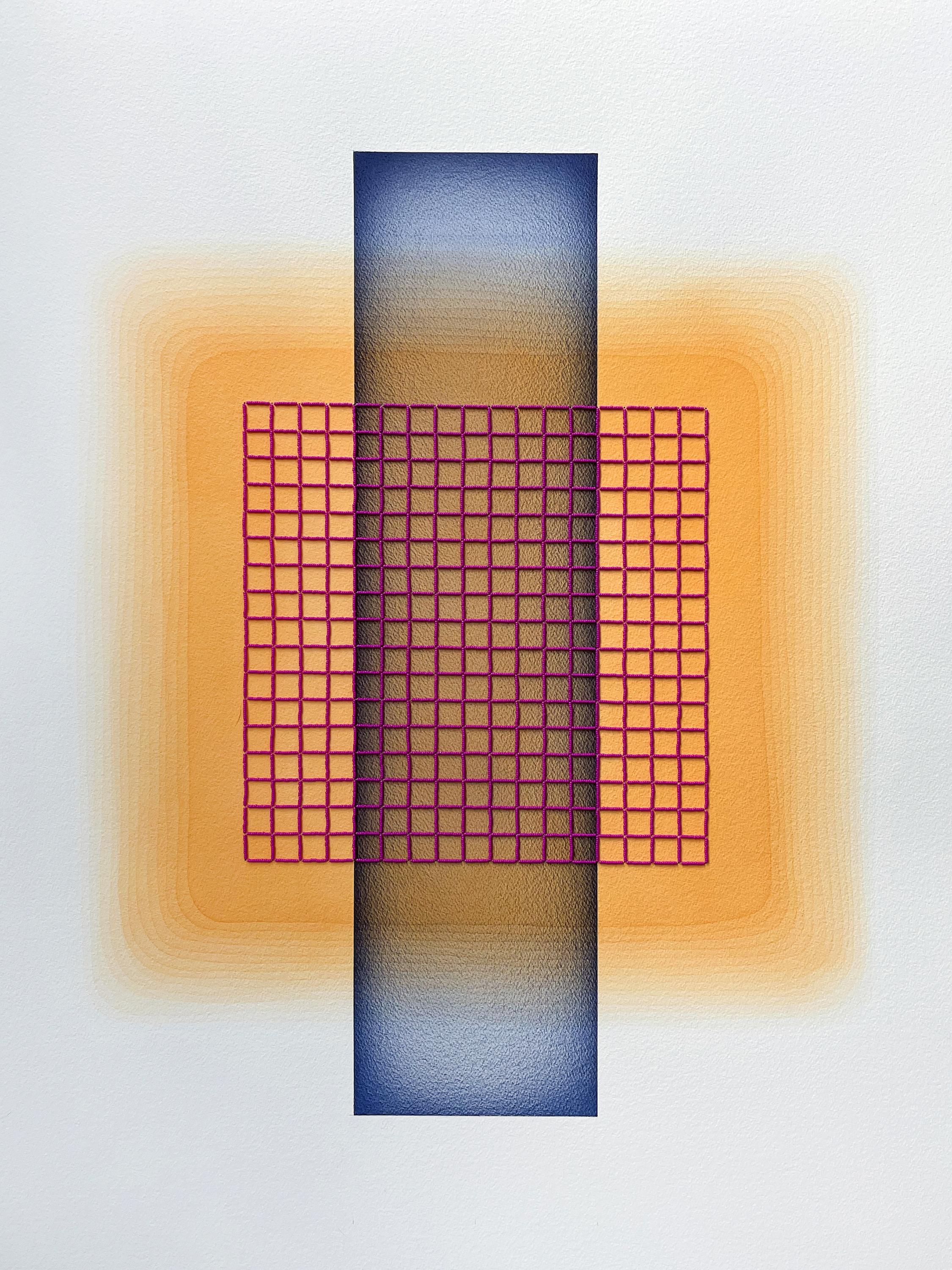 'Color Interaction IV (6)' - color theory, glass beads, bright, saturated, grid