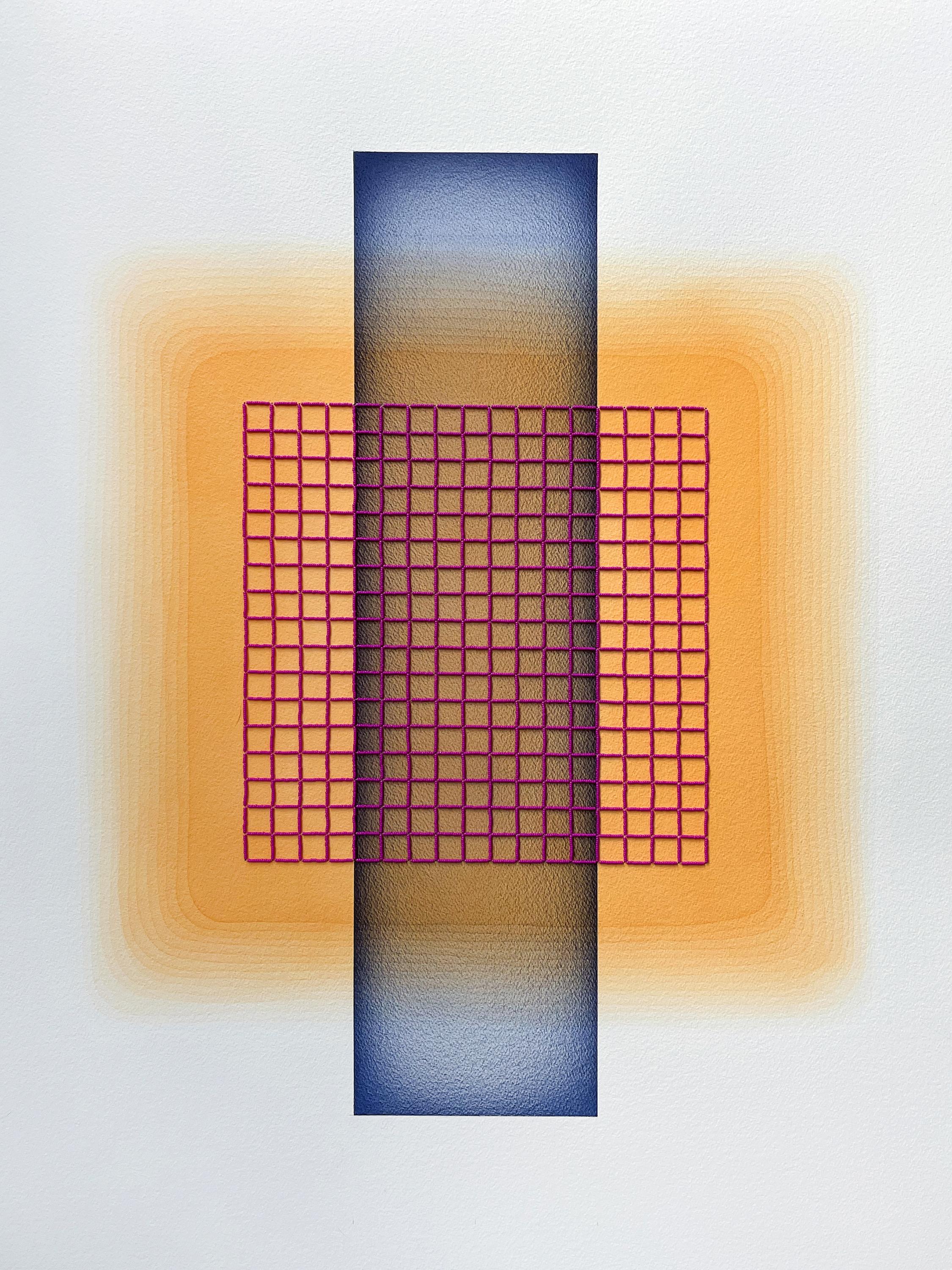 Interazione cromatica IV (6)' - teoria del colore, perle di vetro, colori brillanti, saturi, griglia - Art Contemporaneo di Gretchen Wagner