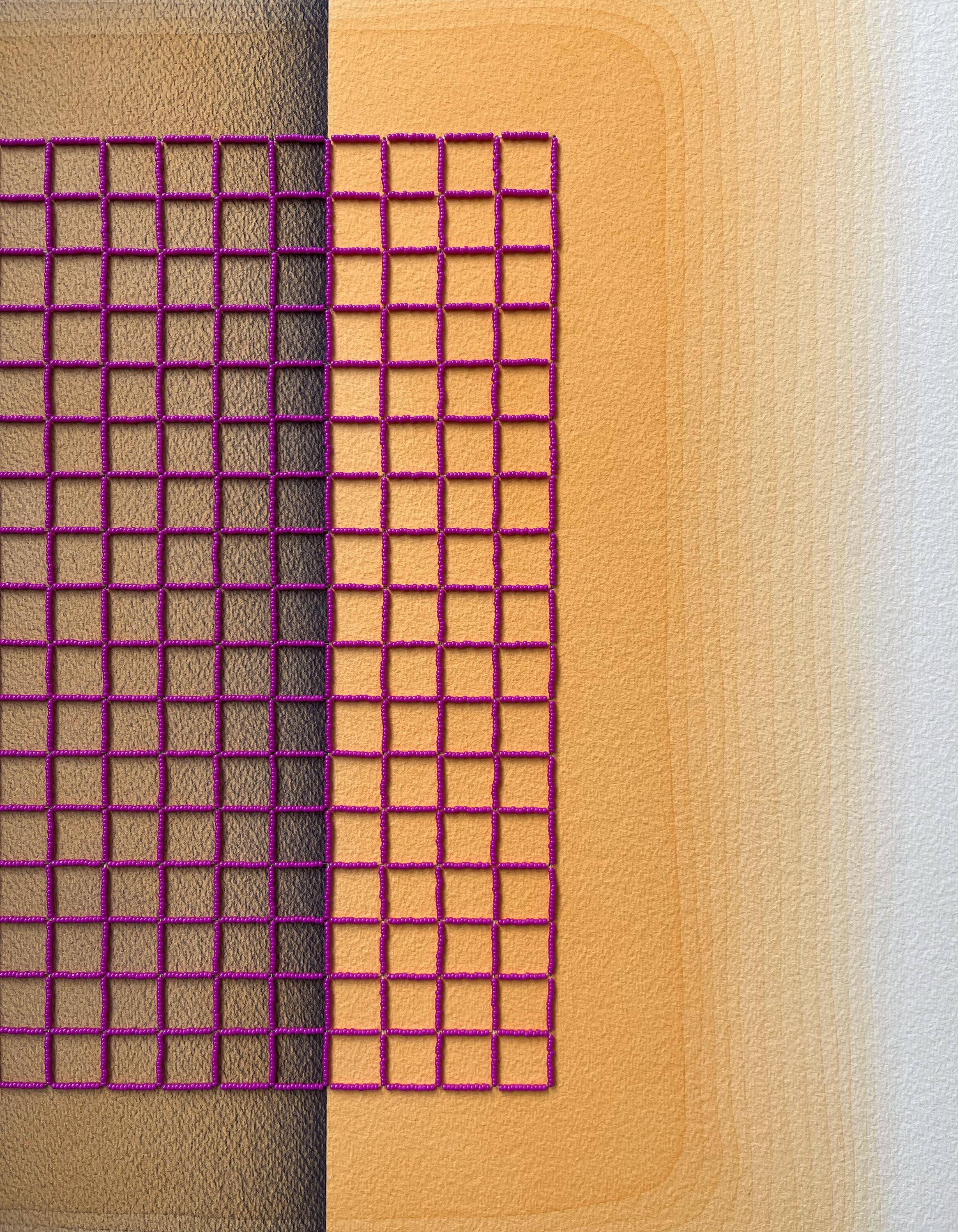 Interazione cromatica IV (6)' - teoria del colore, perle di vetro, colori brillanti, saturi, griglia - Art di Gretchen Wagner