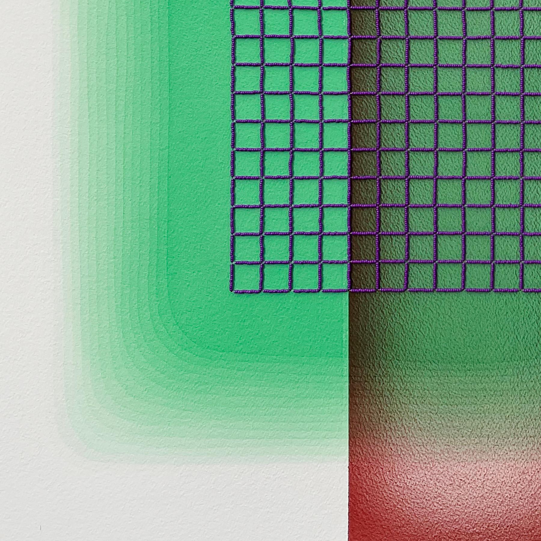 'Color Interaction IV (9)' - color theory, glass beads, bright, saturated, grid - Contemporary Art by Gretchen Wagner