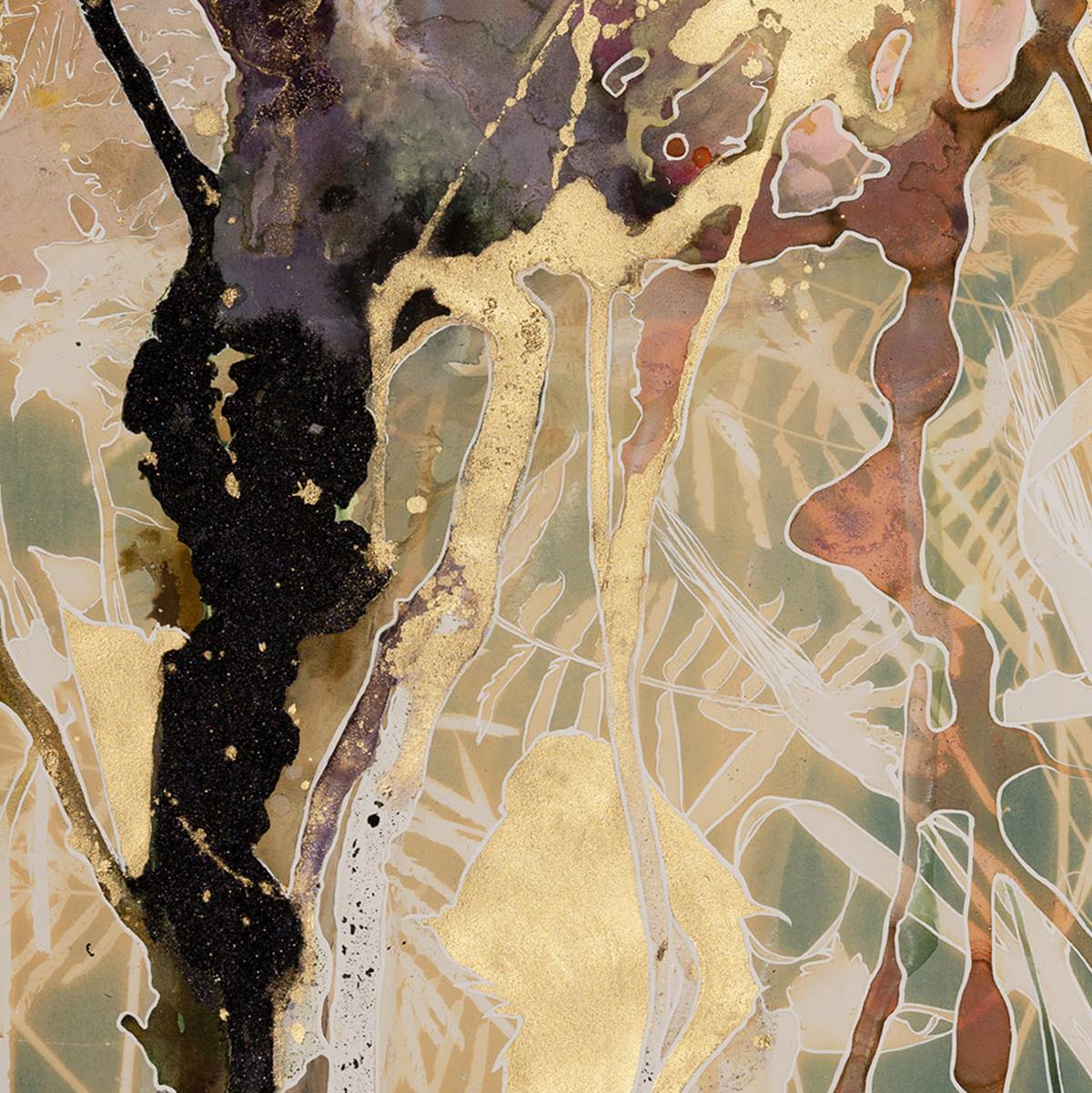 Psychischer Garten (Goldene Stunde) - botanisch - Cyanotypie - ätherisch - farbenfroh – Art von Caroline Bullock