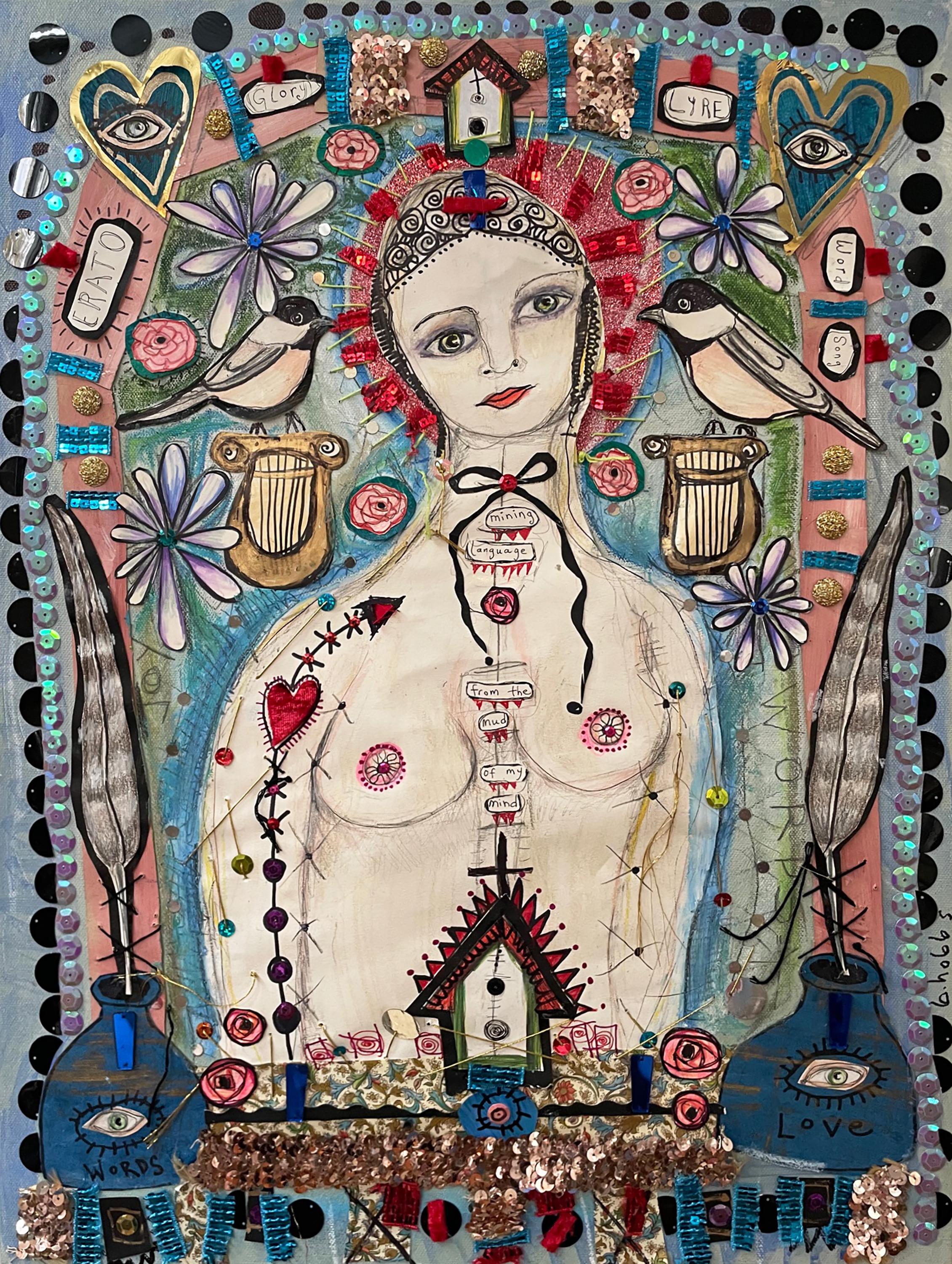 "Extraer el lenguaje del fango de mi mente" - collage de técnica mixta - arte popular
