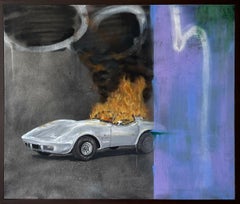 "Day(')s End (Funeral Pyre)" - Corvette, Auto, Contemporary, Graffiti, Feuer, Zeit