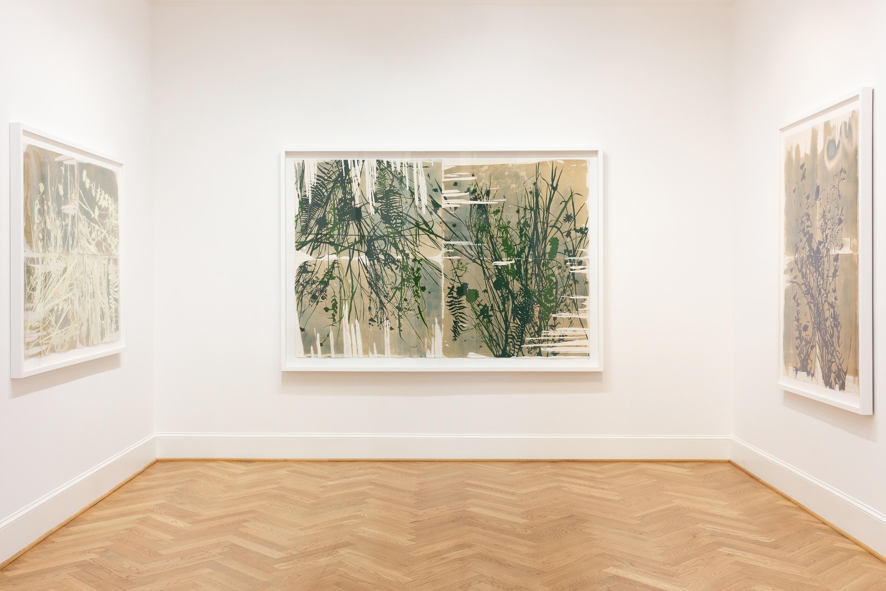 „This Place is a Dream (Jungle)“ – botanisch – Cyanotypie – grün – Pflanzen (Abstrakt), Mixed Media Art, von Caroline Bullock
