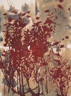 "This Place is a Dream (Heartbeat)" - botanical - cyanotype - flowers - red