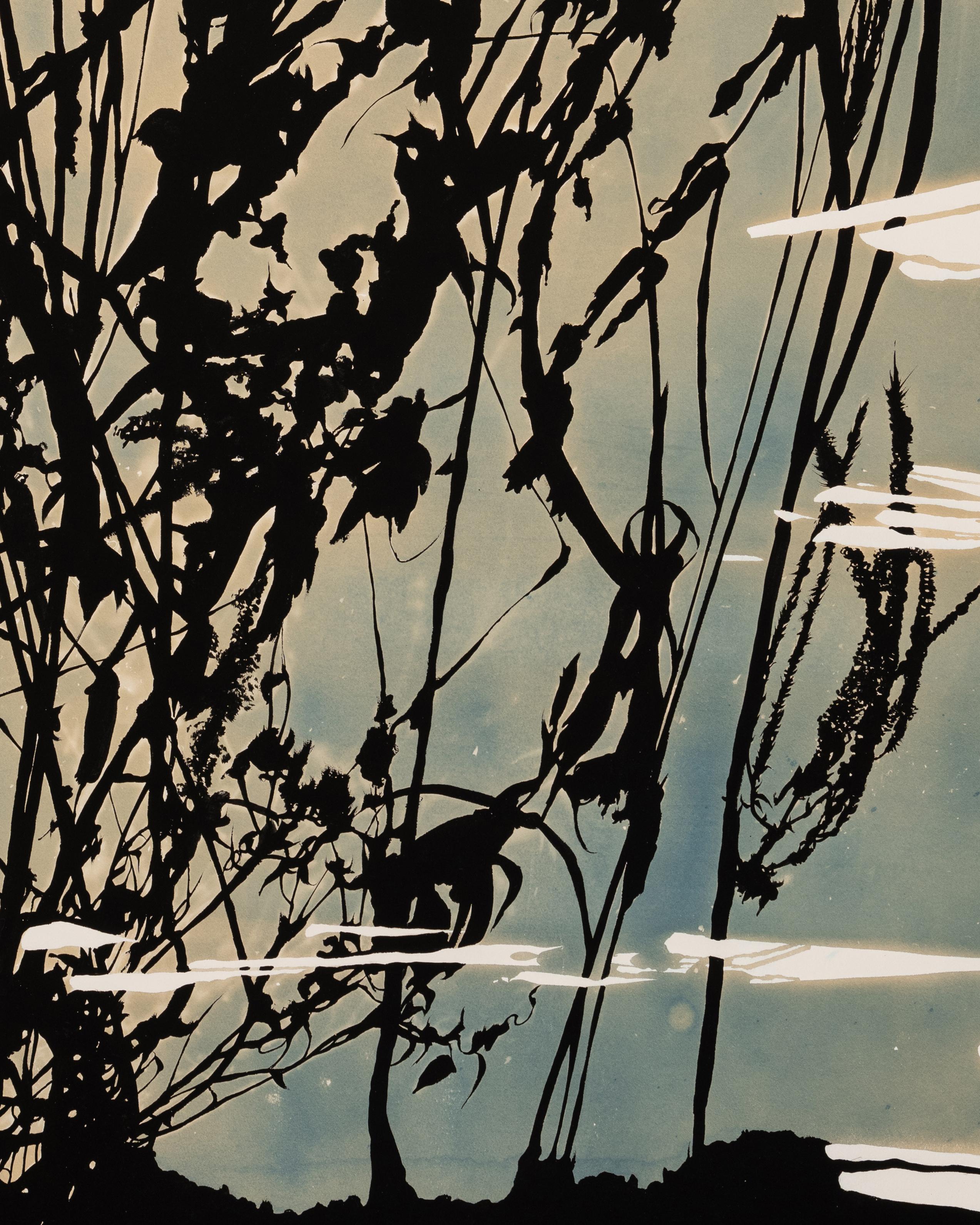 „This Place is a Dream (Entanglement)“ – botanisch – Cyanotypie – Blumen – stimmungsvoll (Abstrakt), Art, von Caroline Bullock