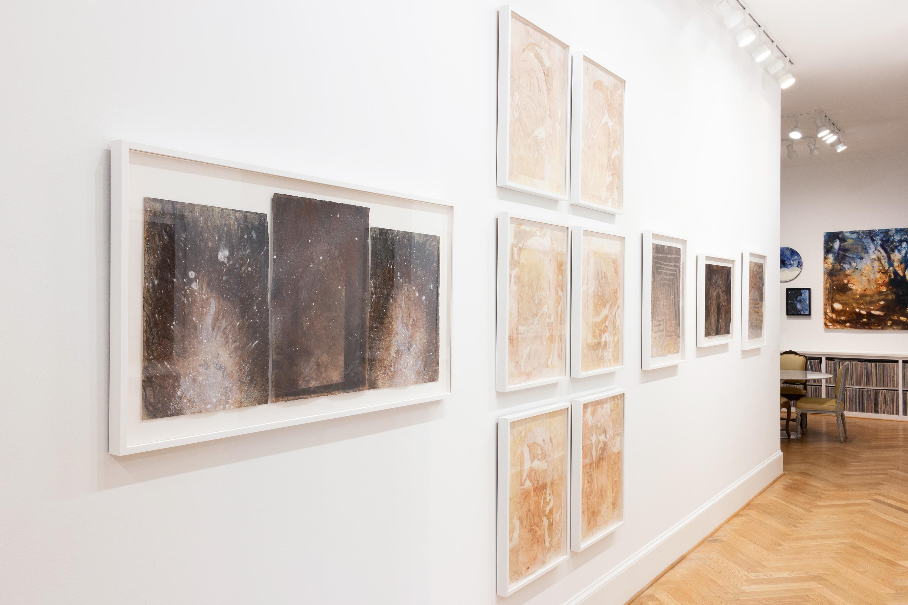 This work on paper features deep hues of red, orange, yellow and brown. The unframed piece measures 25 by 42 inches.

Lizzy Storm is an Atlanta-based Artist and educator creating weathered, earthen abstractions: drawings, paintings and prints of