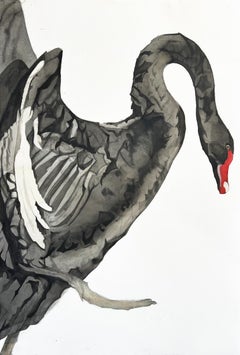 'Galactic Noticing No. 5' - Cigno nero - disegno di animali in grande scala - texture