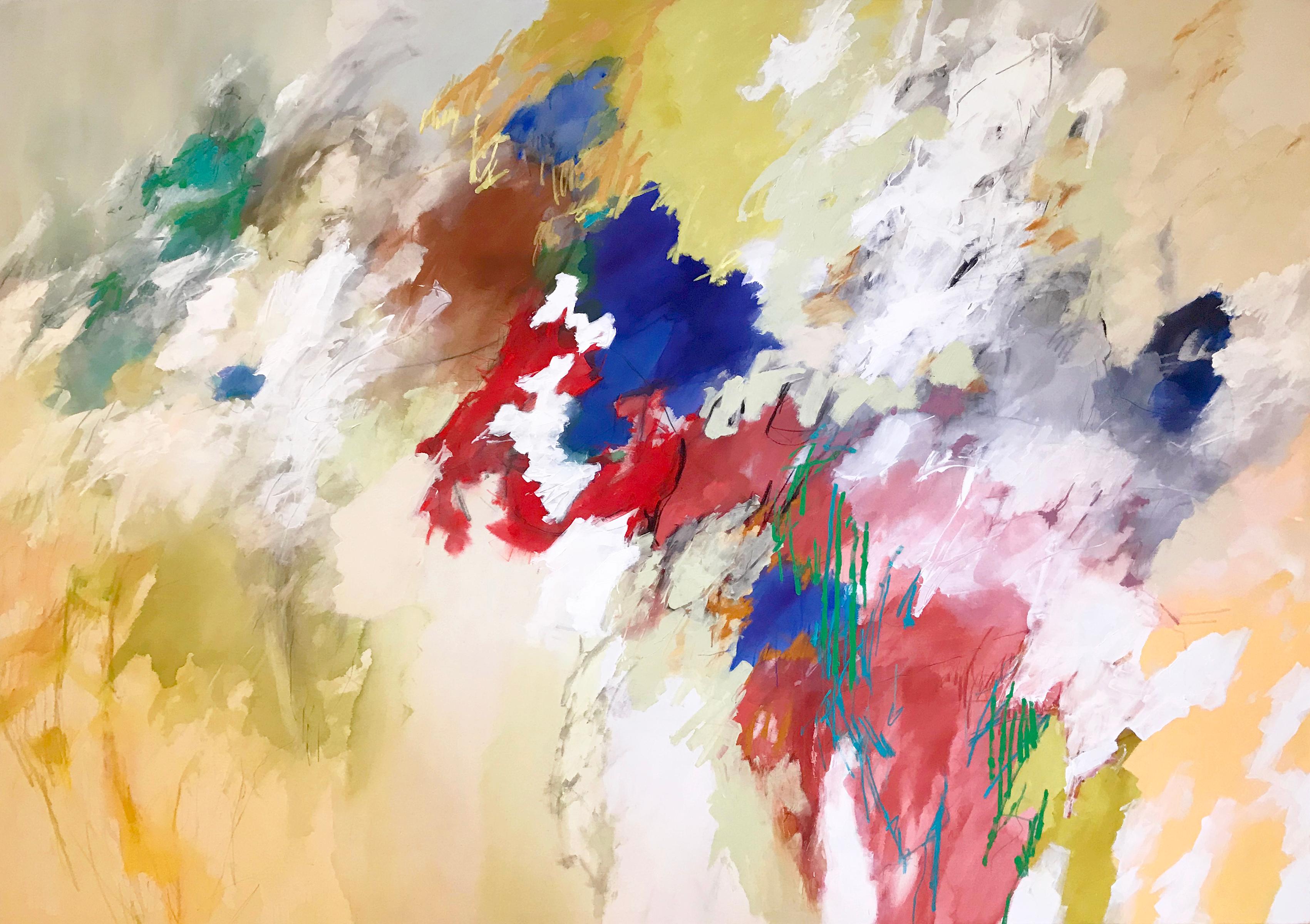 ""Scudding My Thoughts" Abstraktes Gemälde in naturbasiertem Farbfeld von Joan Mitchell