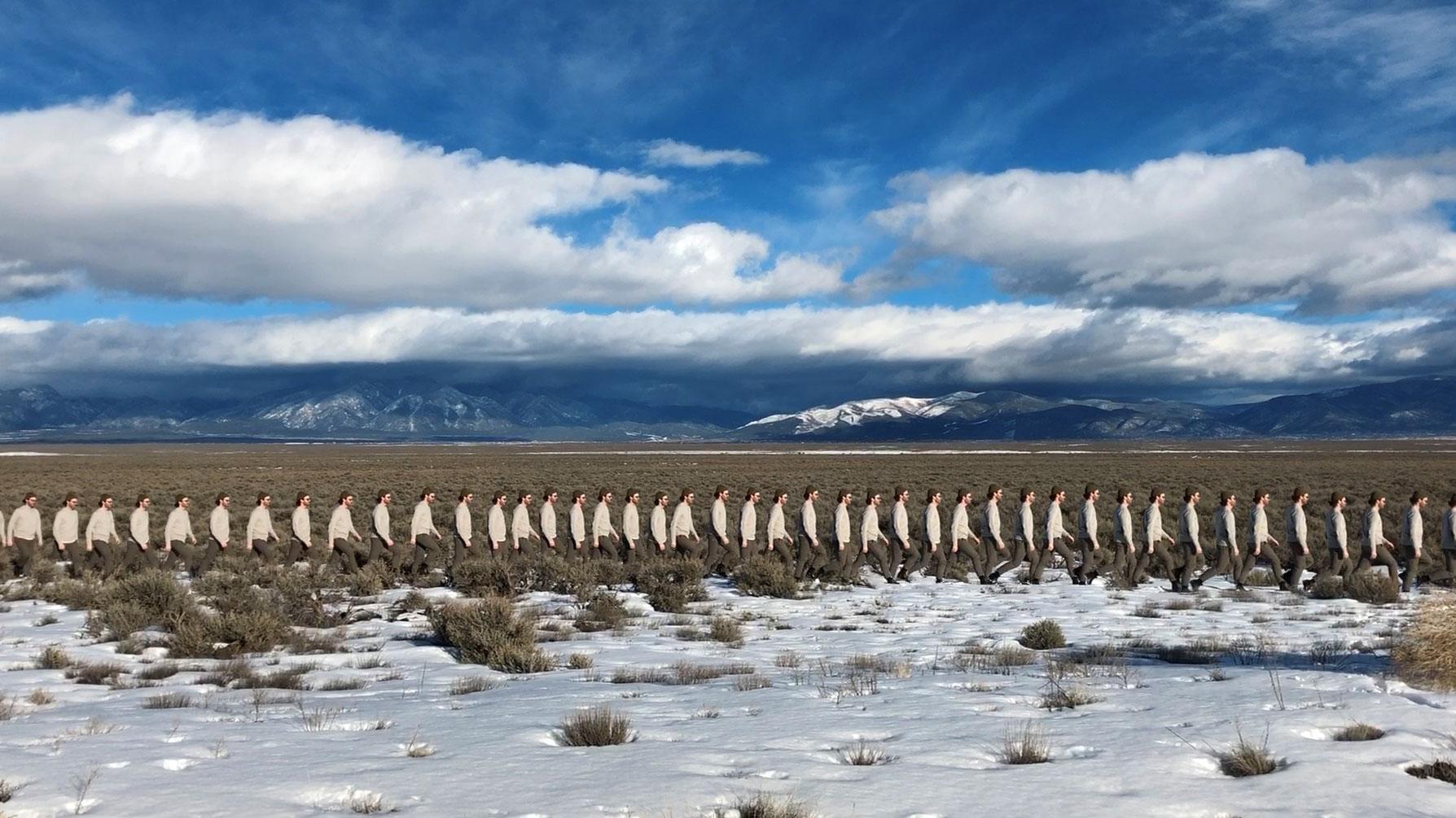 Andrew Herzog Figurative Photograph - "Walking Line in New Mexico" - Figurative Landscape Photography - Goldsworthy