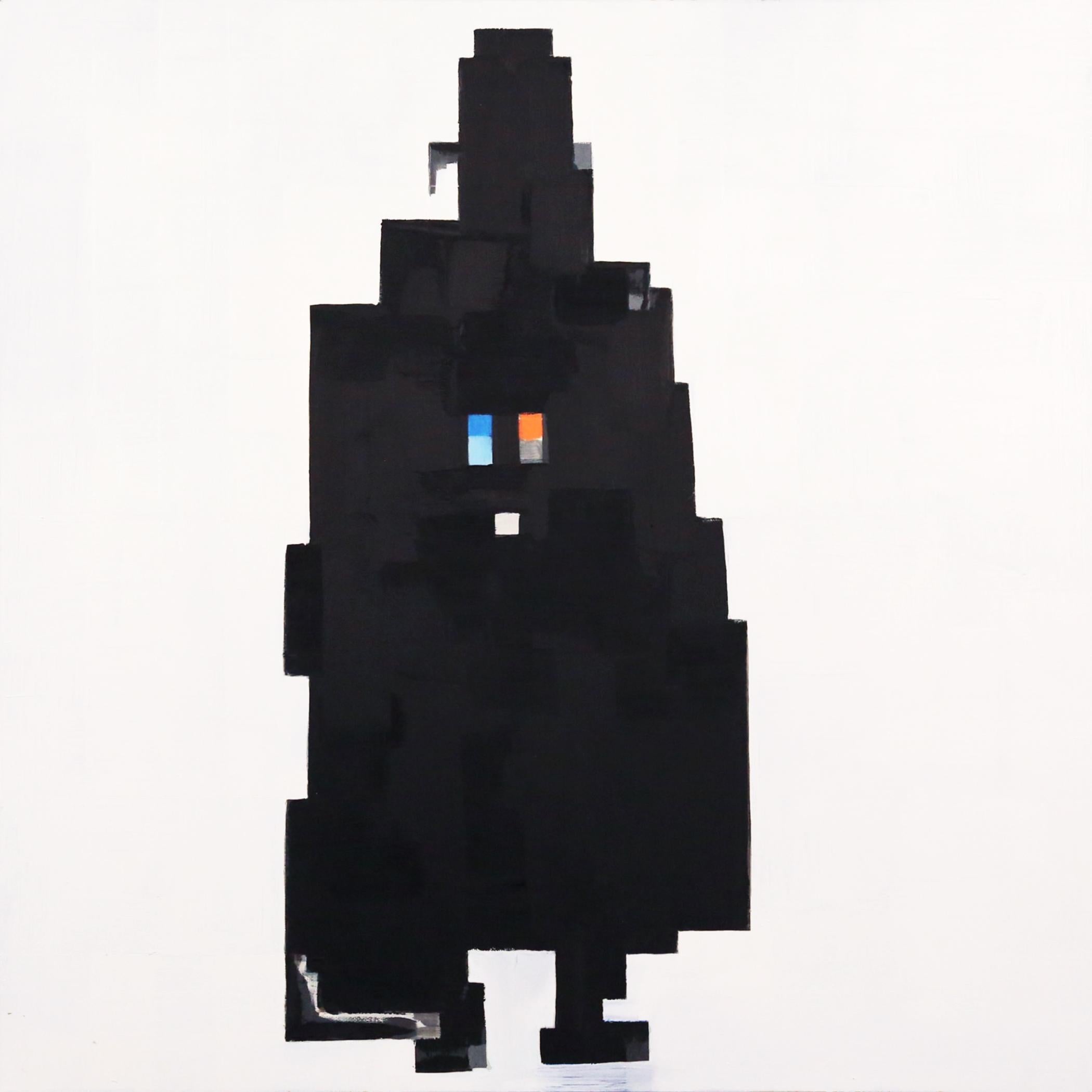 Robert Hightower Abstract Painting - "Captain Industry' - Contemporary Geometric Abstraction - Pixelation - Bosch