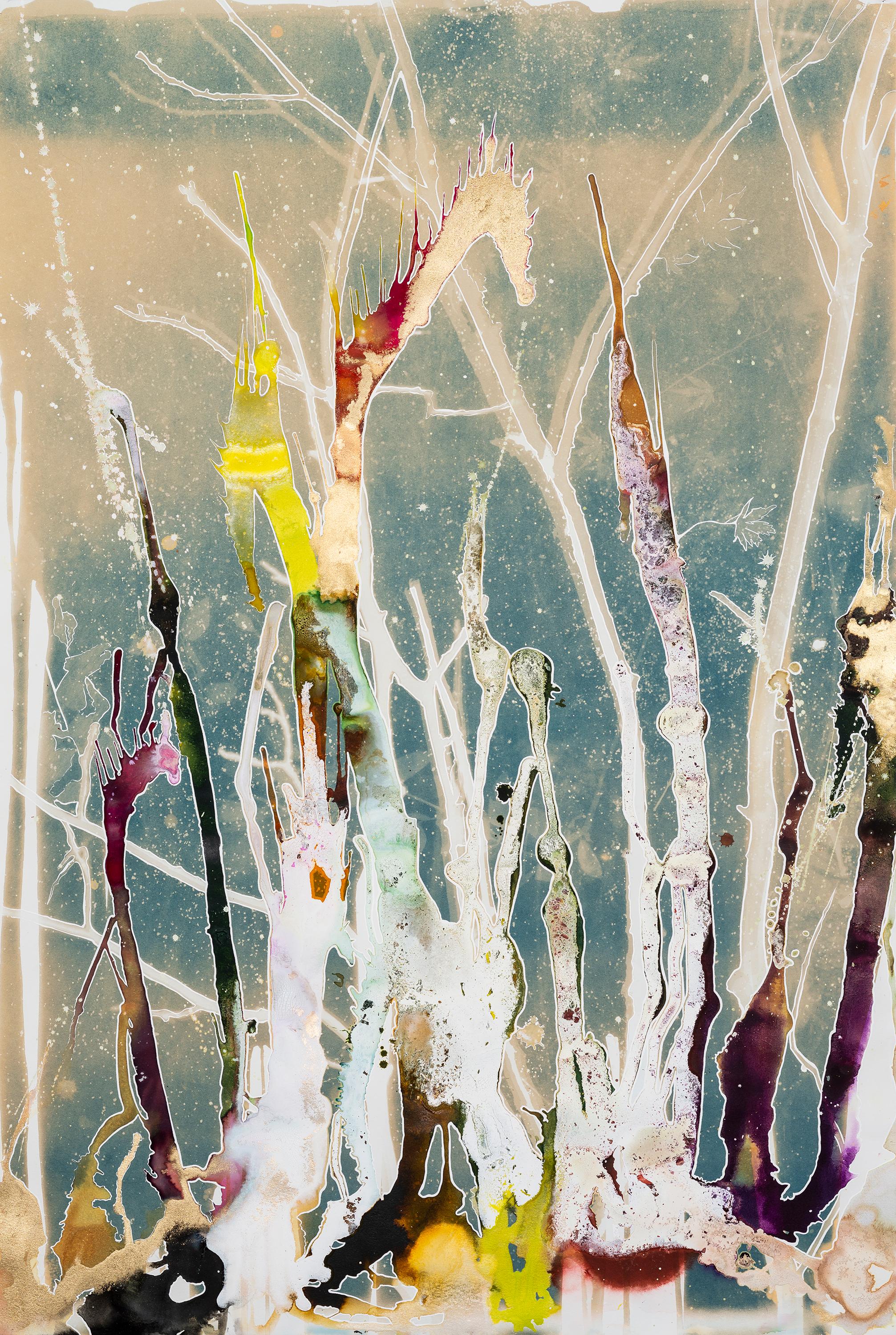 'Wayfinding (Mangrove)' - Nature-based Abstract - Cyanotype - Kapoor - Mixed Media Art by Caroline Bullock