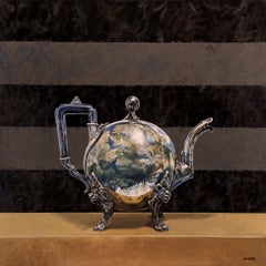 ""Callisto"" - surreales Stillleben - Teekanne - Globus - Rene Magritte