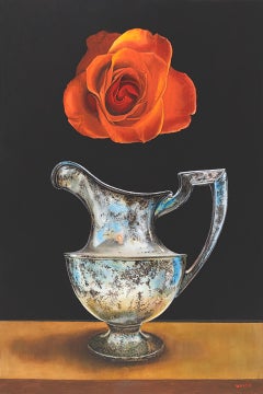 "Holy Week" - Surrealist floral still life - silver pitcher - Rene Magritte