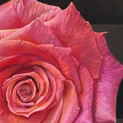 "Pink Rose in Quarantine" - floral painting - realism - Rene Magritte