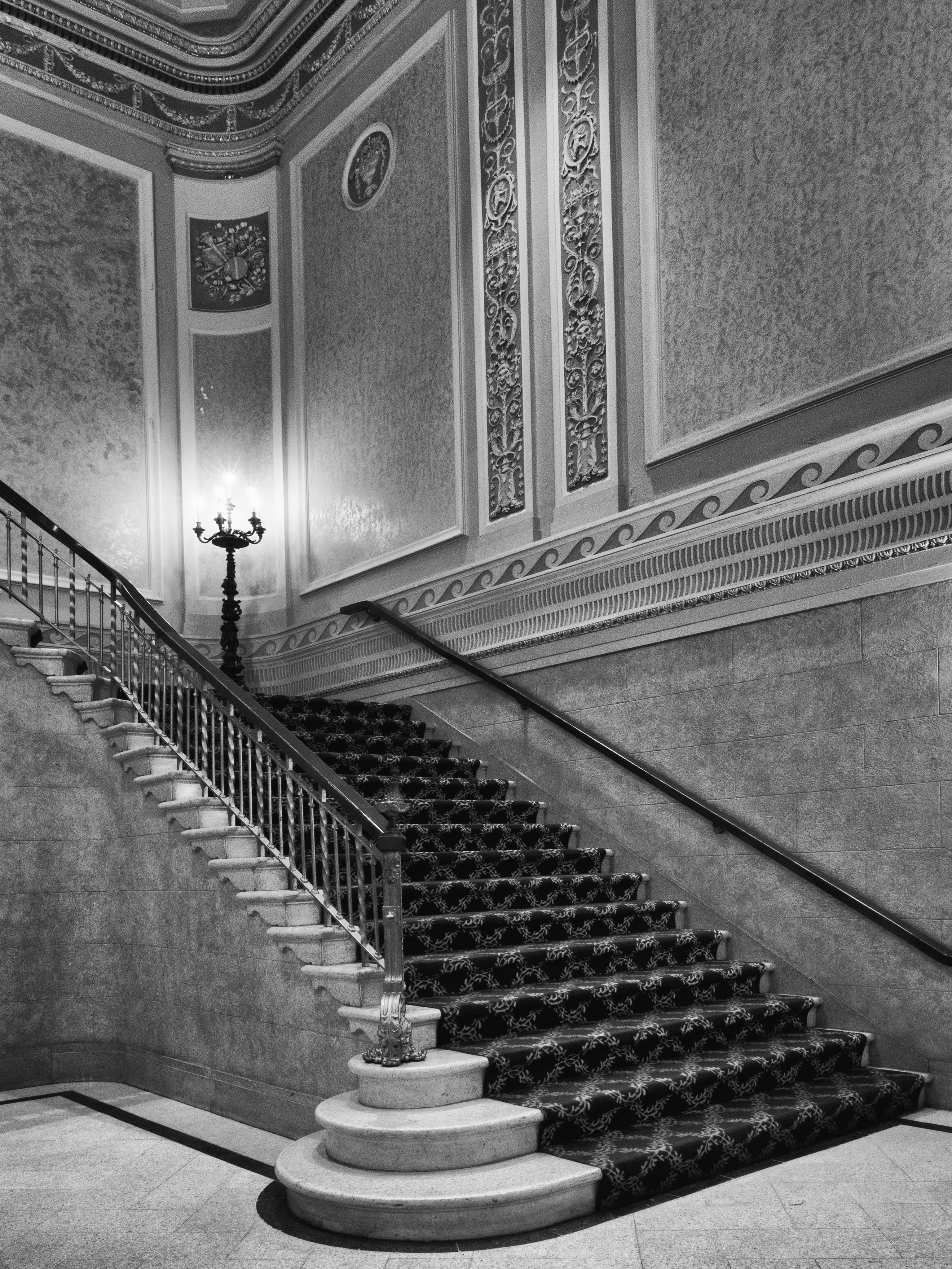 Myrtie Cope Black and White Photograph - "Tivoli Theatre, Grand Staircase" - architectural photography - Ezra Stoller