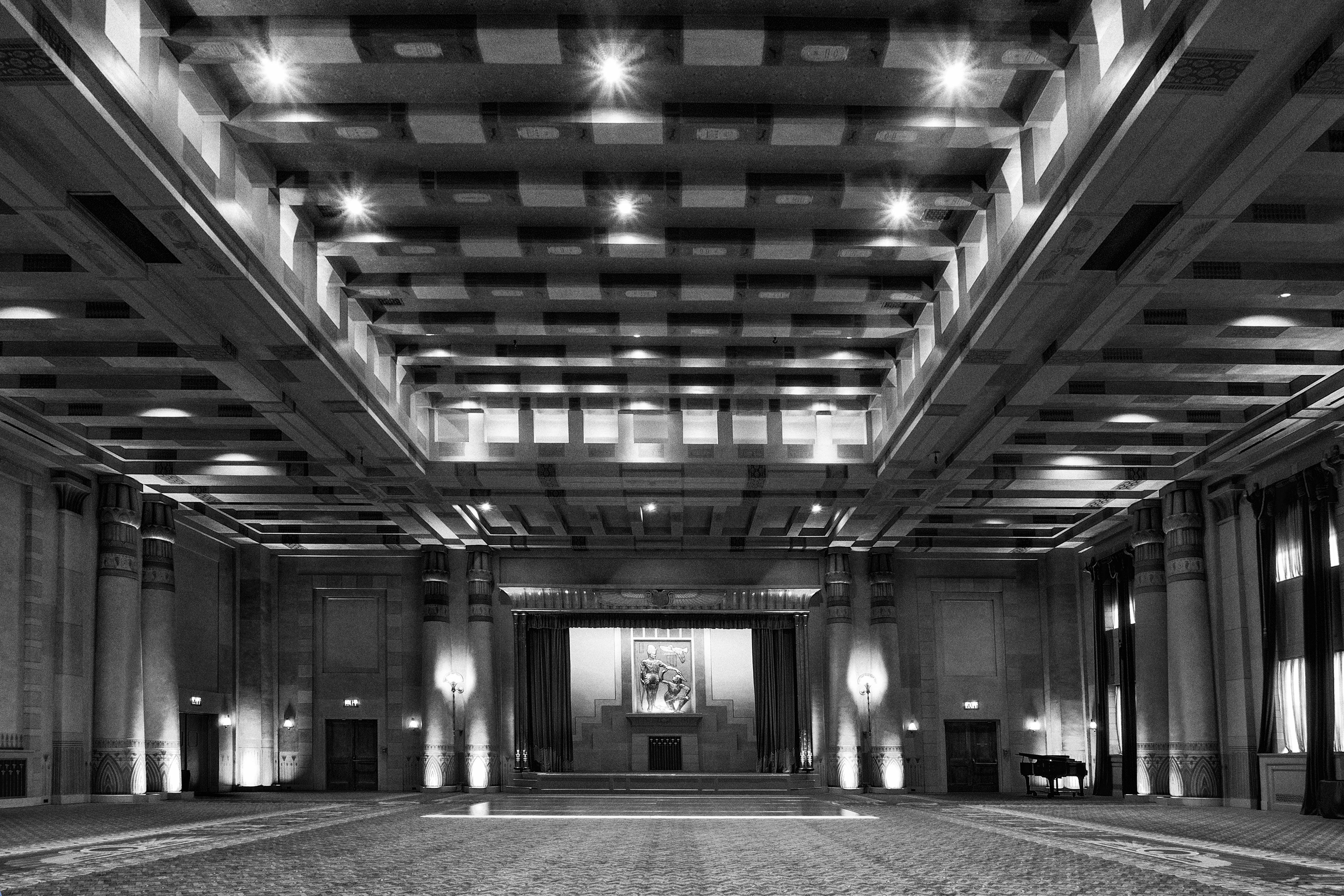 Myrtie Cope Black and White Photograph - "Fox Theatre, Egyptian Ballroom" - architectural photography - Ezra Stoller