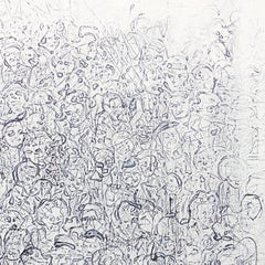 "Scrawl" - black & white - abstract figurative work - crowd - Pollock