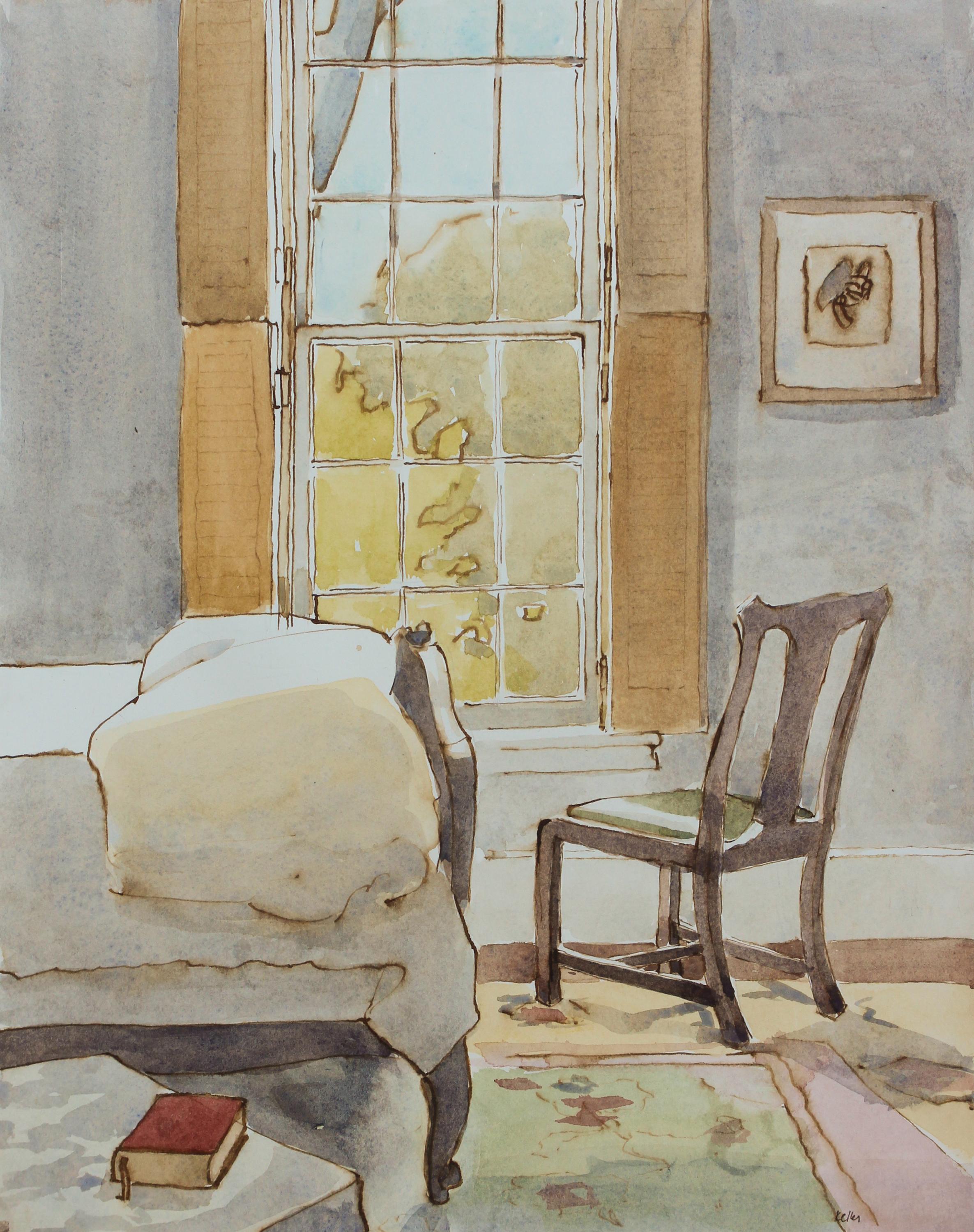 'Bleak House 4-26-2021' - interior watercolor - work on paper - Giorgio Morandi 