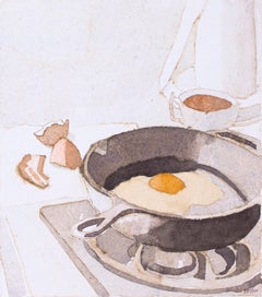 'Fried Egg' - still life watercolor - breakfast - Giorgio Morandi 