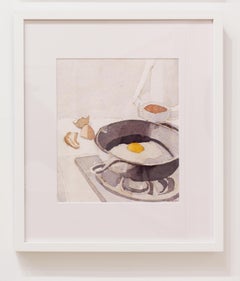 'Fried Egg' - still life watercolor - breakfast - Giorgio Morandi