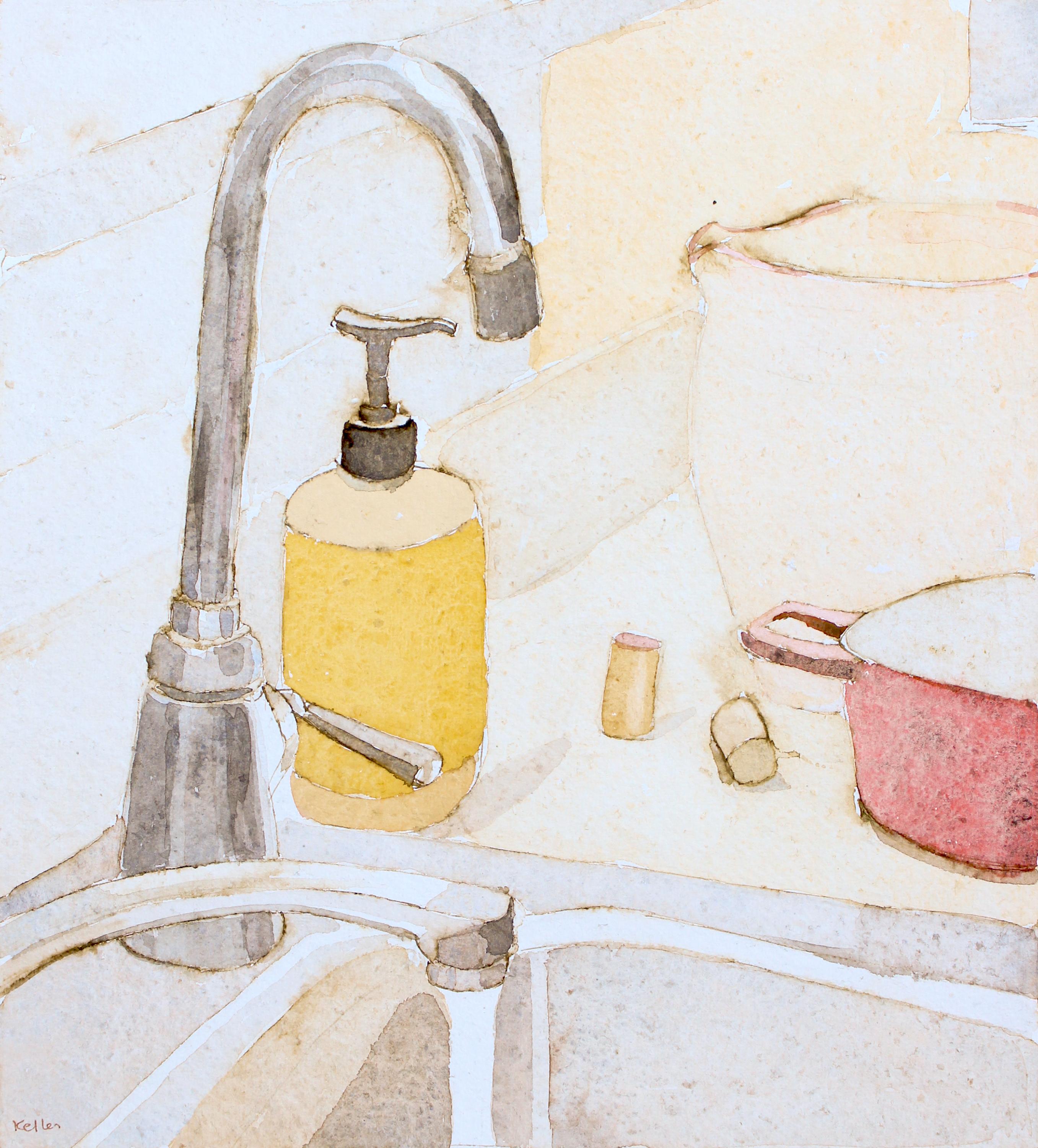 Interior Art Kathryn Keller - « Meyer's Lemon Soap » - aquarelle de nature morte - objets ordinaires - George Inness