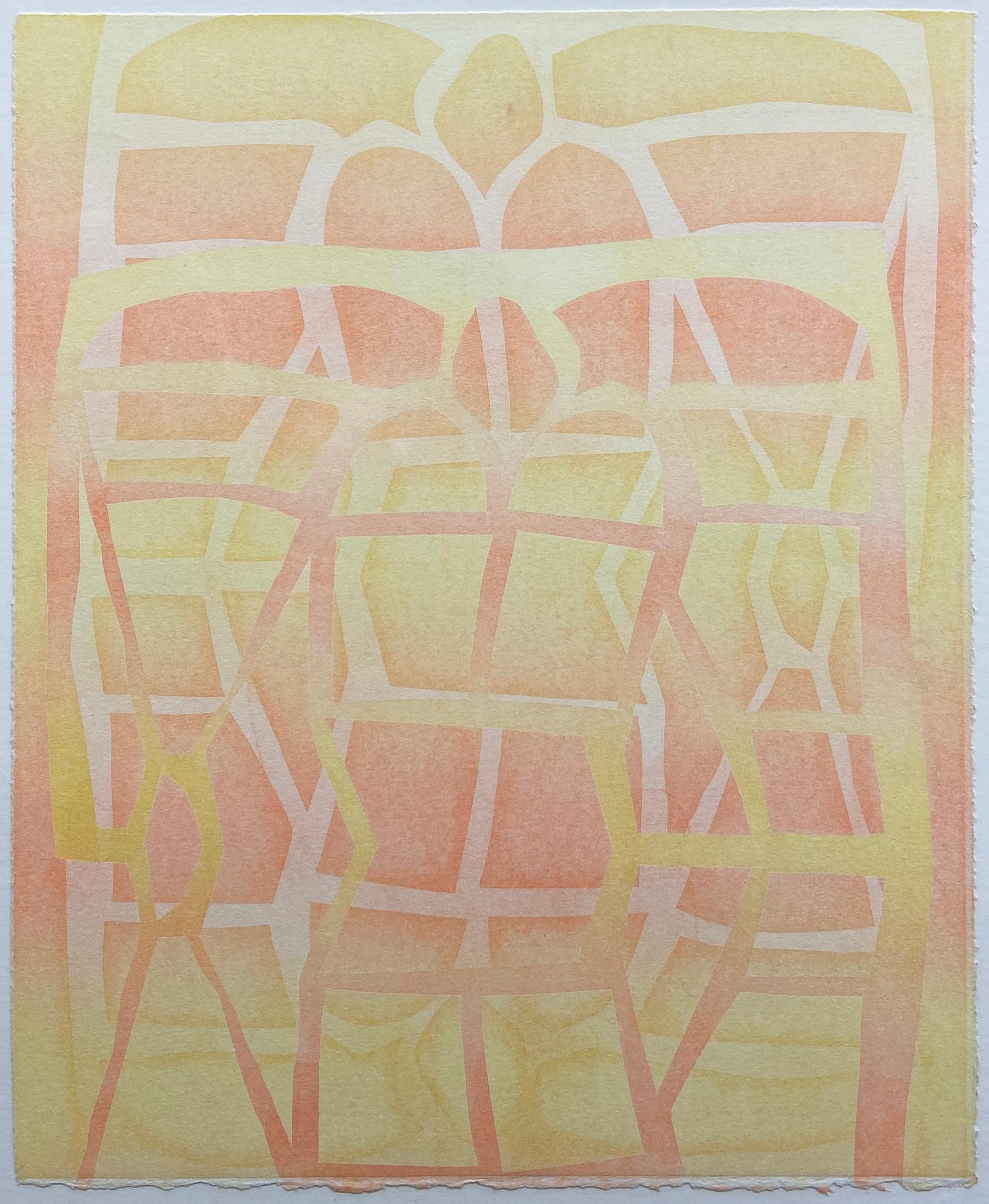 'Gates of Summer' - geometric abstraction - monotype - grid - Agnes Pelton - Art by Claire Whitehurst