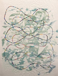 'Looping, Again' - organic abstraction - monotype - rainbow - Agnes Pelton