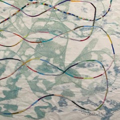 'Looping, Again' - organic abstraction - monotype - rainbow - Agnes Pelton