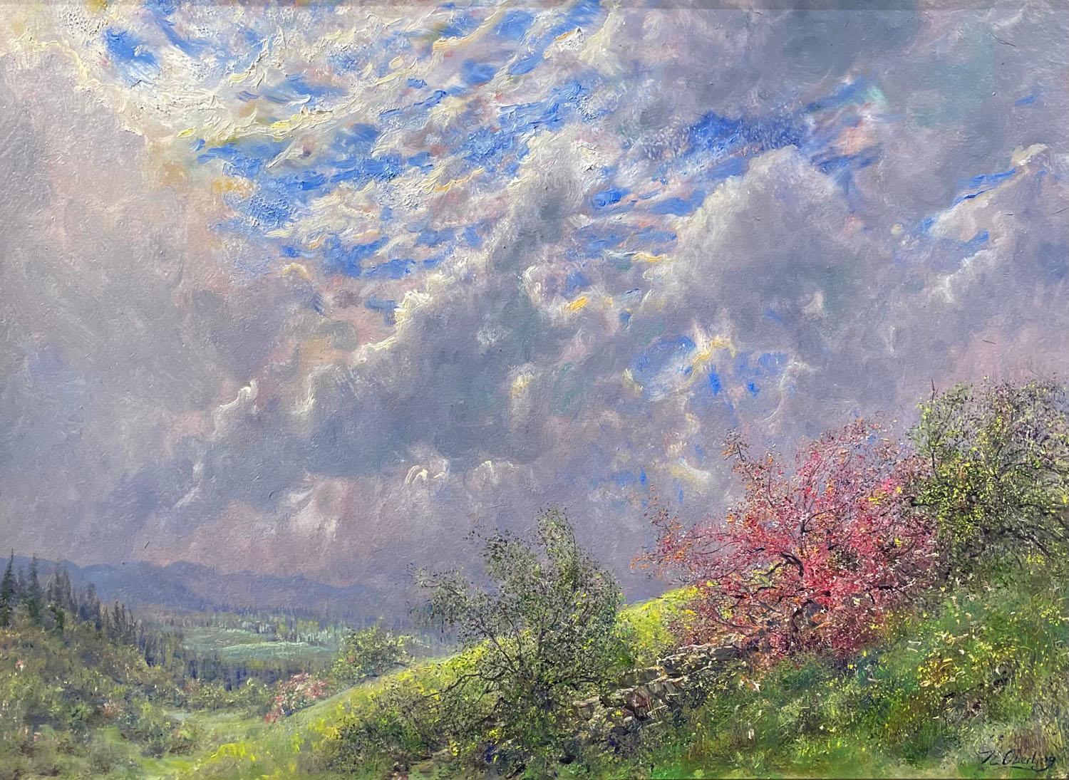 Nicholas Oberling Landscape Painting - Montana Orchard in Storm