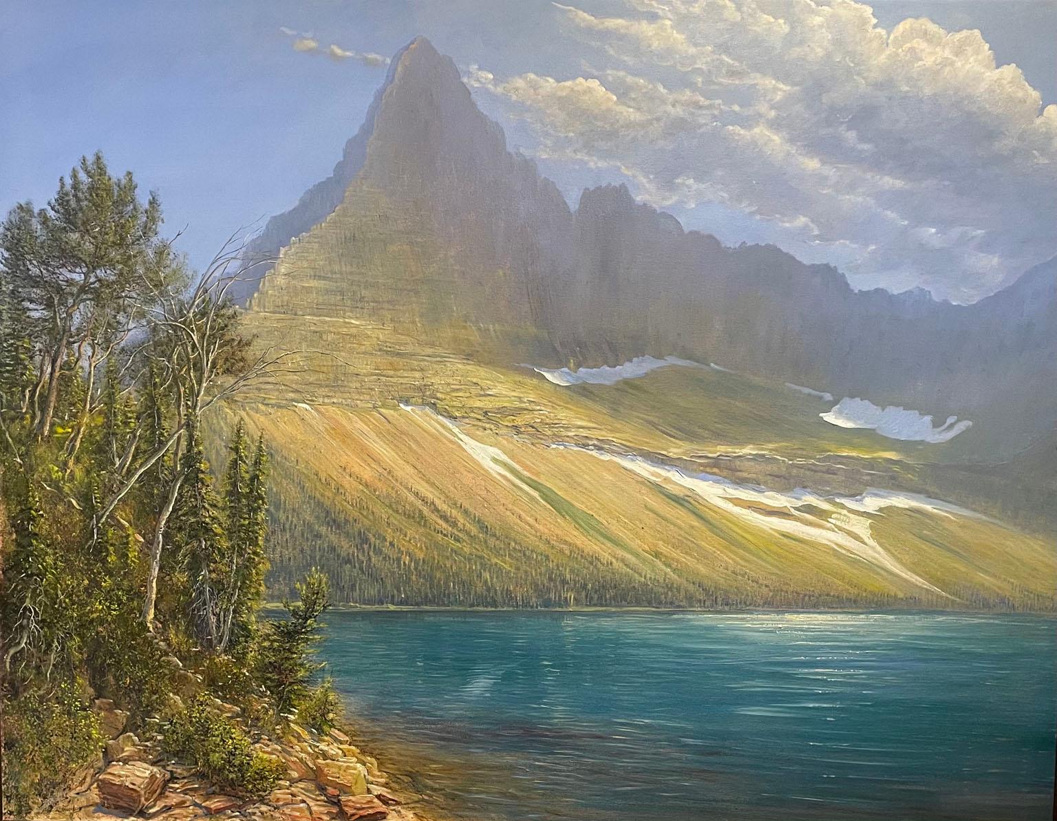 Nicholas Oberling Landscape Painting - Oldman Lake in Glacier National Park Montana