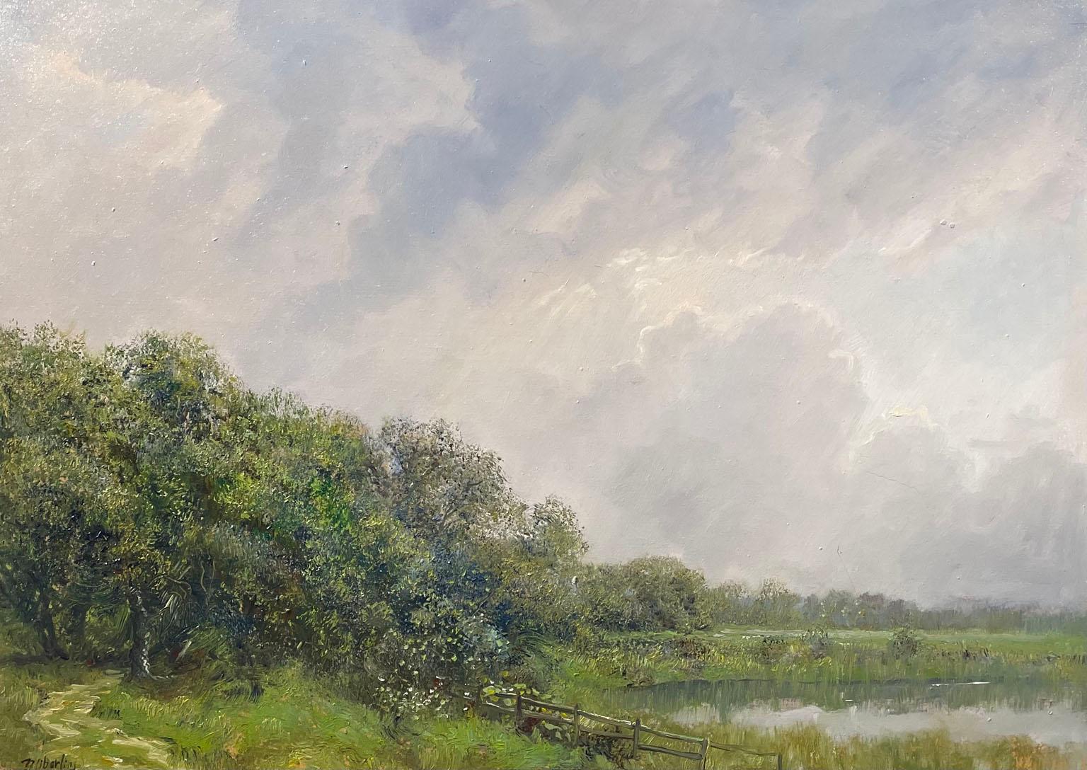Nicholas Oberling Landscape Painting - Misty Pond on the Gulf Coast of Florida