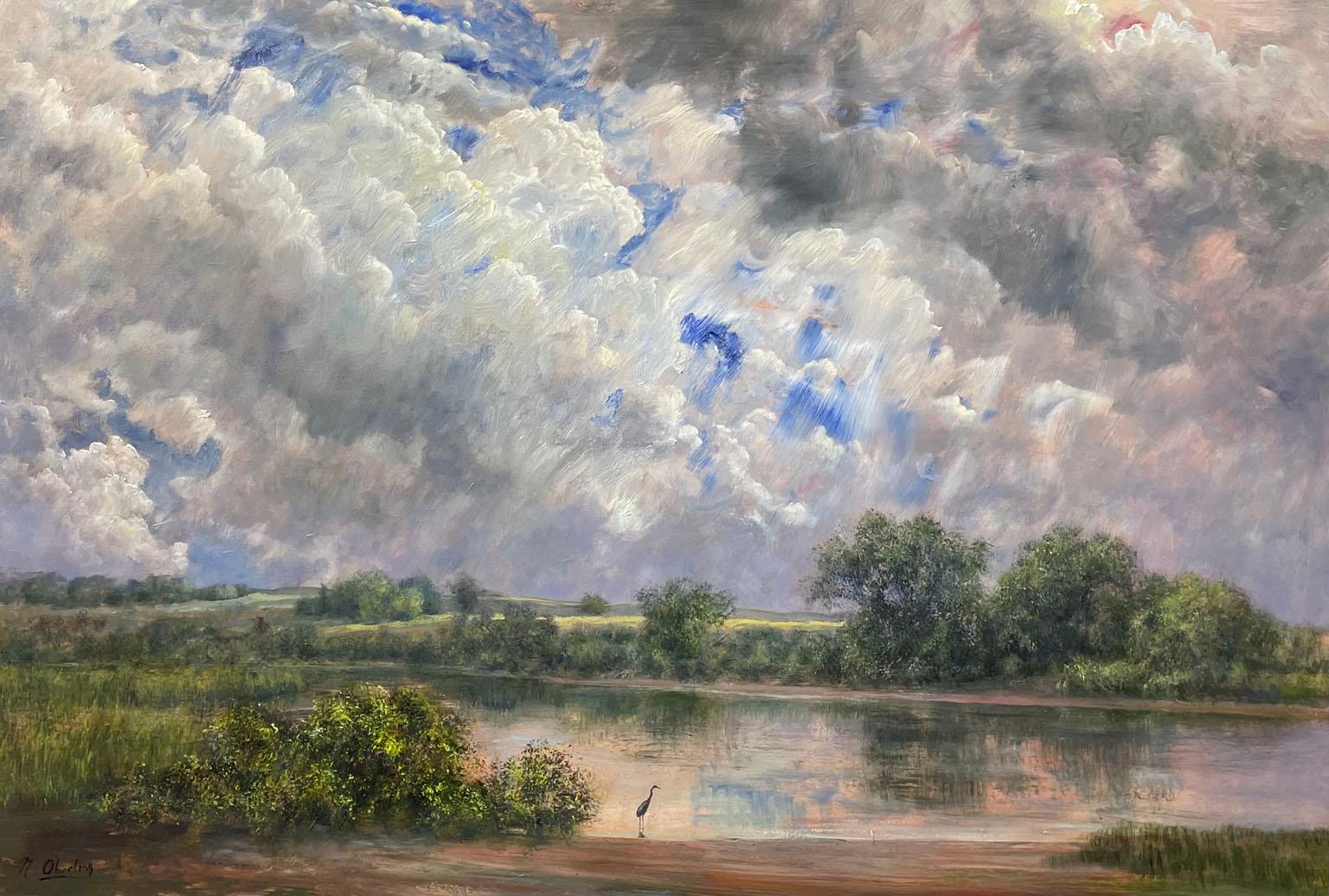 Nicholas Oberling Landscape Painting - Heron Pond on Long Island New York
