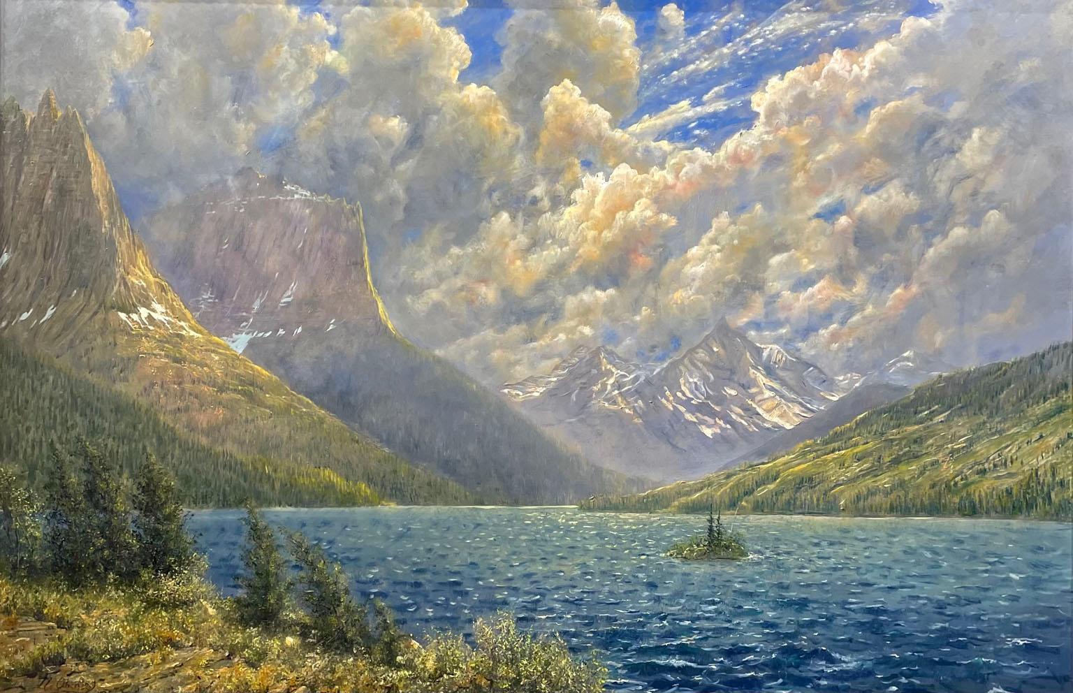 Nicholas Oberling Landscape Painting - St. Mary Lake in Glacier National Park Montana