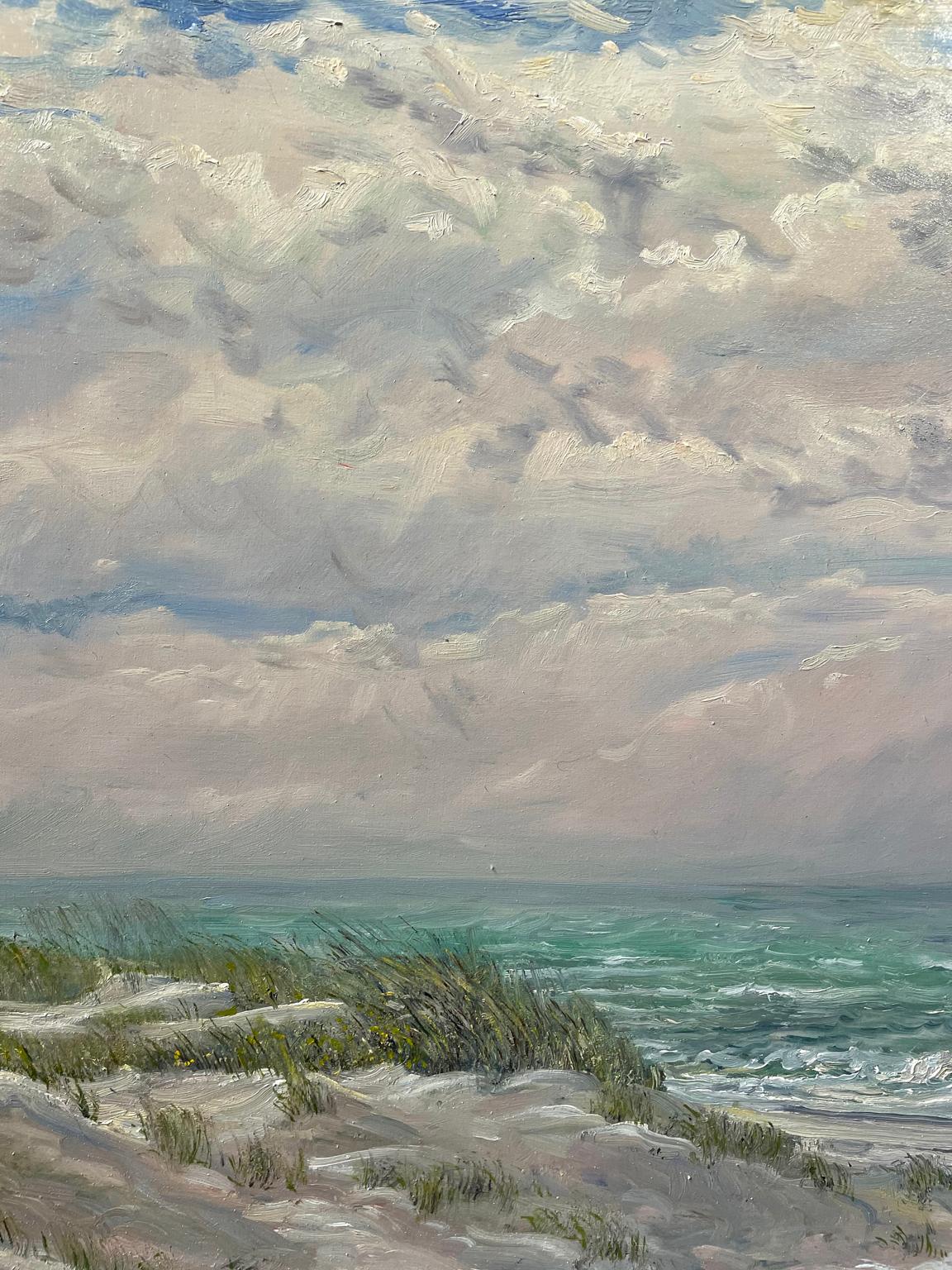 Lido Beach Squall in Florida - Hudson River School Painting by Nicholas Oberling