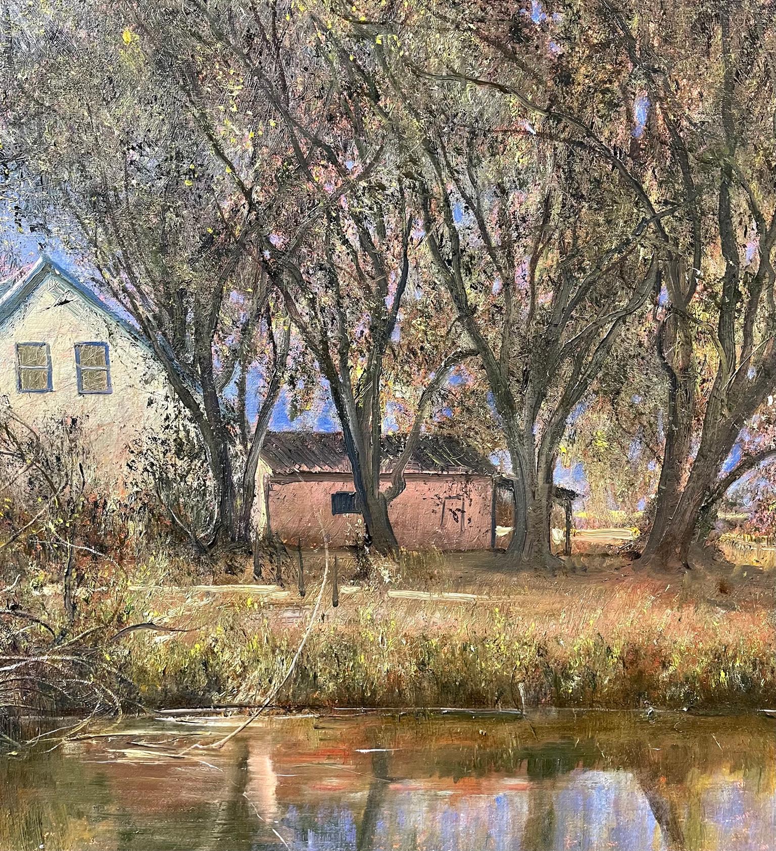 Winding Riverside Road in Flathead County Road Montana  - Hudson River School Painting by Nicholas Oberling
