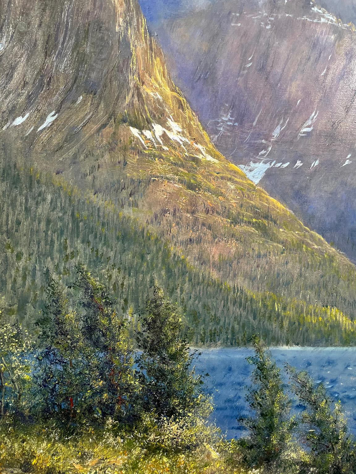 St. Mary Lake in Glacier National Park Montana - Painting by Nicholas Oberling