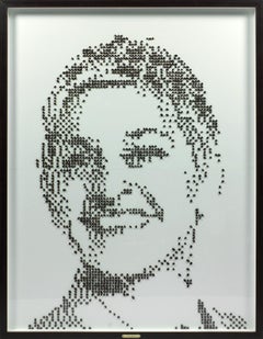 Ellen portrait of Ellen DeGeneres made from coffee beans by artist Mateo Blanco