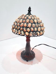 14-inch high signed Richard Hoosin Studio limpet shell shade 3-way switch lamp