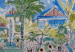 Alan Halliday: "Villa Oasis", Hand-painted frame, 2019