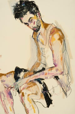 Asad (Black & White), Mixed media on French paper