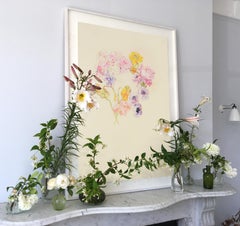 Flower Circle (Roses, Poppies, Peonies), Mixed media on Pergamenata parchment