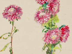 Flowers (Stems), Mixed media on cream paper