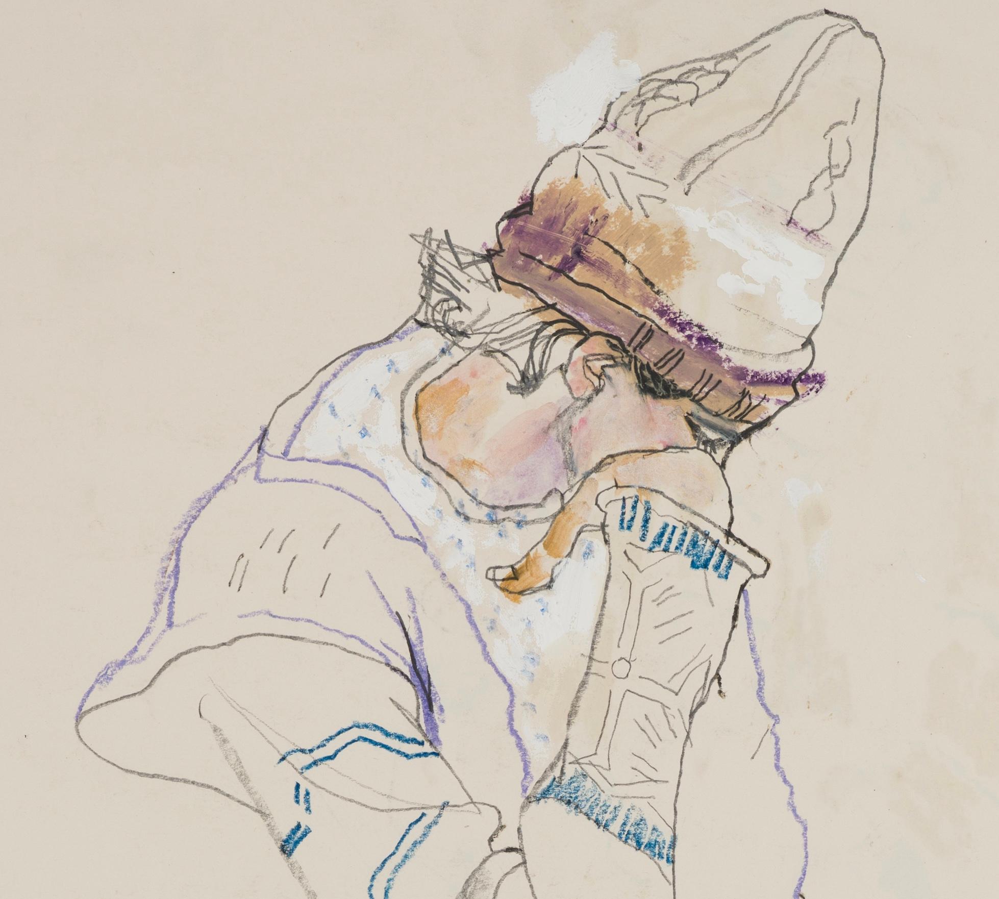 Camilla (Seated), Mixed media on paper - Art by Howard Tangye