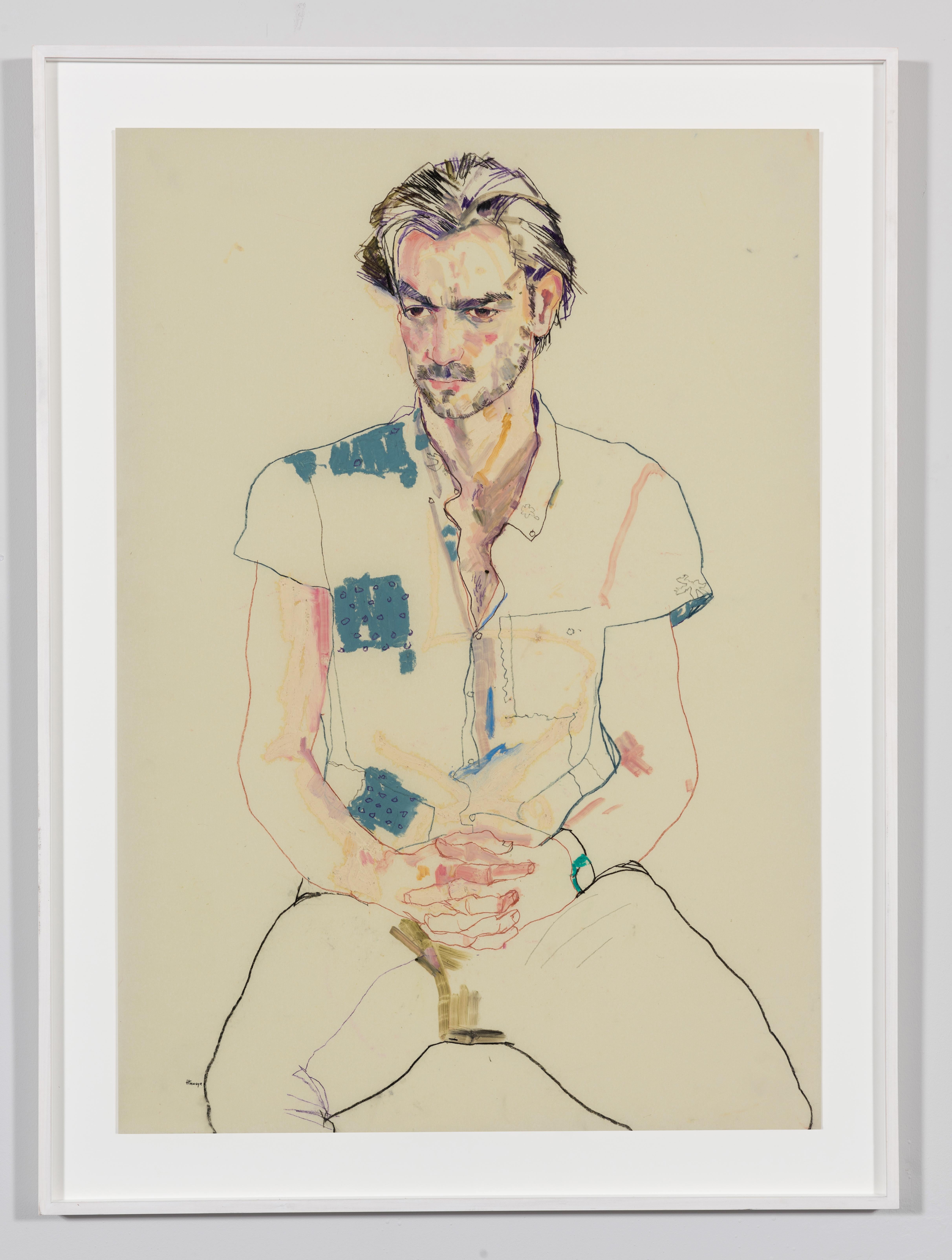 Oscar (Sitting, Half Figure), Mixed media on Pergamenata parchment - Art by Howard Tangye