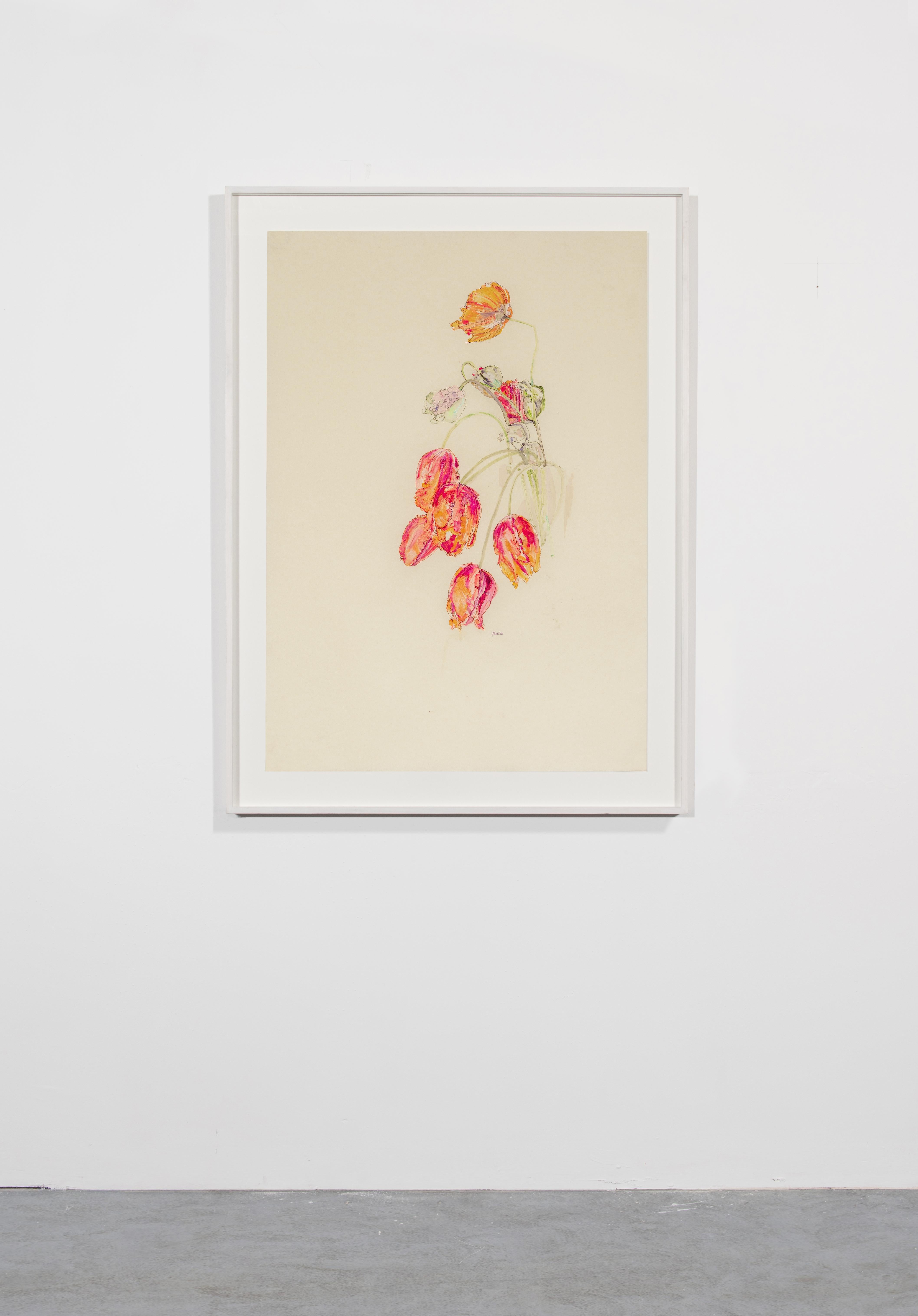 Peupilles et tulipes, techniques mixtes sur parchemin Pergamenata - Contemporain Art par Howard Tangye