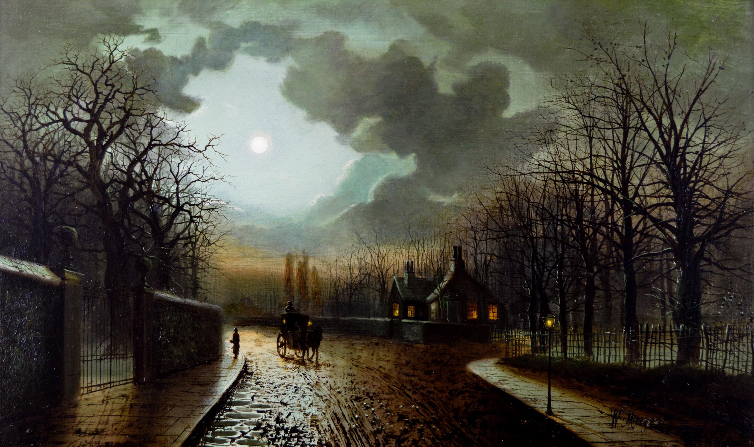 Carriage by Moonlight - Painting by Walter Linsley Meegan