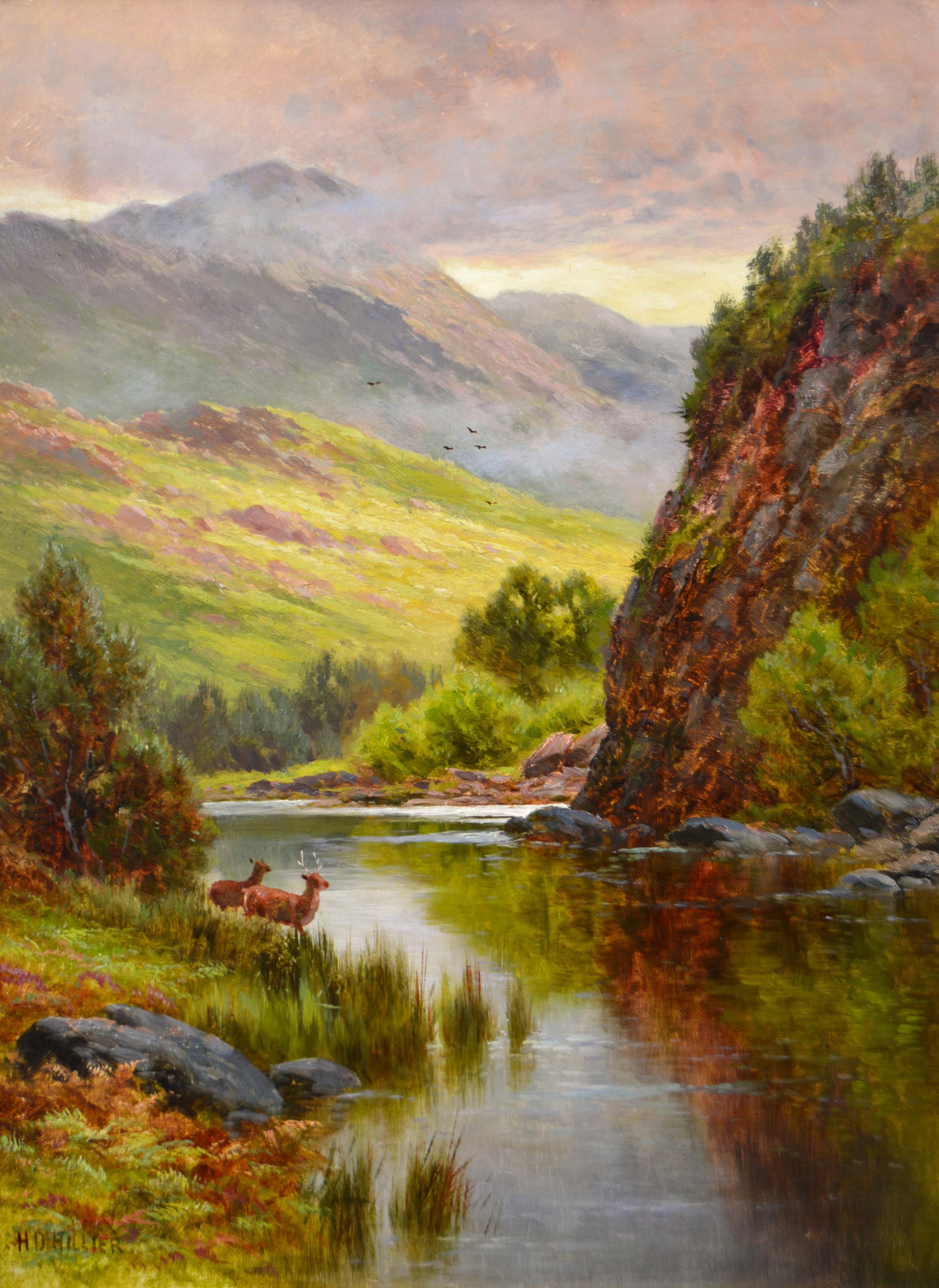 19th Century Scottish Highland oil painting of Loch Katrine - Painting by Henry Deacon Hillier